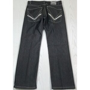 Vintage Y2K Hip Hop Jeans 36x32 Blac Lacquer Streetwear Black Raw Denim Cotton